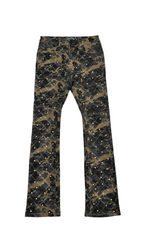 Vicious Rhinestone Embellished Flare Jeans Camo Brown
