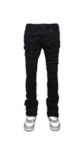 Vicious Rhinestone Embellished Flare Jeans Black