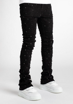 Vicious Rhinestone Embellished Flare Jeans Black