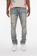 Vicious Rhinestone Embellished Flare Jeans Blue