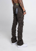 Stone Patches Stacked Jeans - detail view of stone patch design